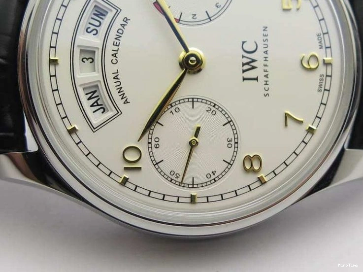 MIROTIME 0118 Portuguese Real PR Real Annual Calendar IW5035 YLF 1:1 Best Edition White Dial On Leather Strap A Refined 7243